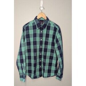 UNTUCKIT Bonarda Button Up Shirt Long Sleeve Green Blue Plaid Large L